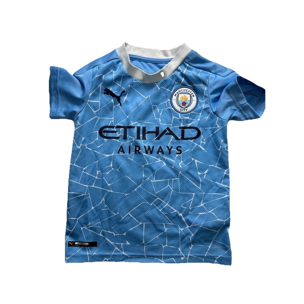 Manchester City Jersey Youth 6 Puma Home Soccer Shirt Kids Boy (0030)